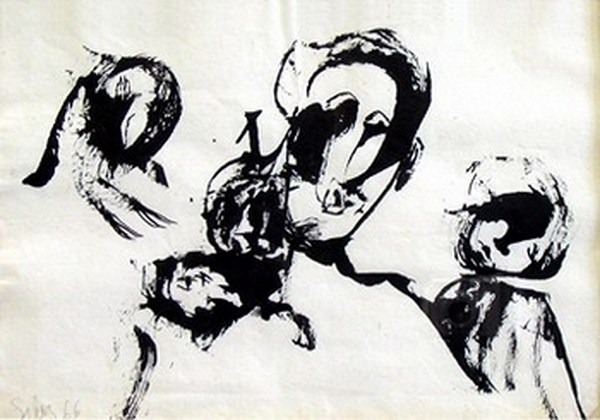 Silva Julio - A la tache - tinta sobre papel - 67cm x 52cm - 1966