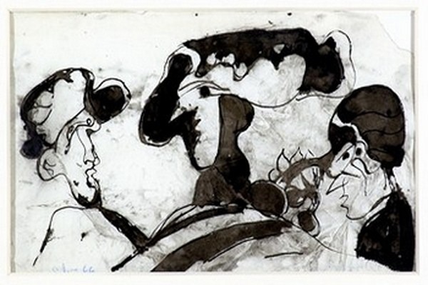 Silva Julio - Au bonher des dames - tinta sobre papel - 67cm x 52cm - 1966