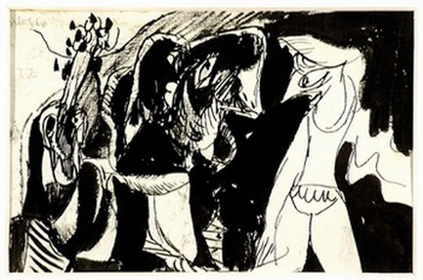 Silva Julio - Boujours dans la roulotte - tinta sobre papel - 67cm x 52cm - 1966