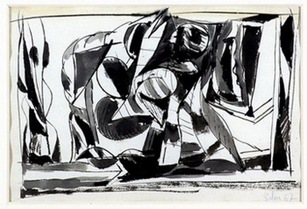 Silva Julio - Nos secamos - tinta sobre papel - 67cm x 52cm - 1967