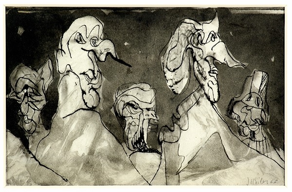 Silva Julio - Perfil de arte - tinta sobre papel - 67cm x 52cm - 1966