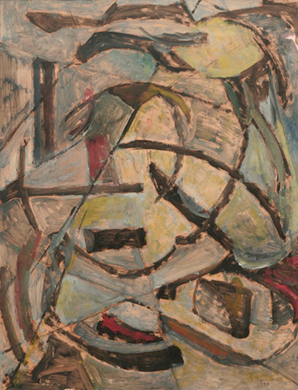 Composición, óleo s/ papel, 63 x 48 cm, 1954
