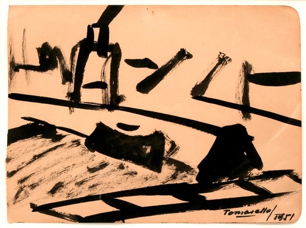 Paisaje, tinta s/ papel, 23 x 17 cm, 1951