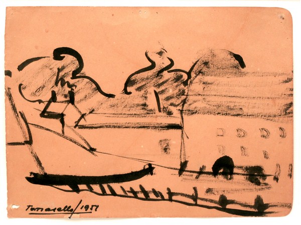 Paisaje, tinta, s/ papel, 23 x 17 cm, 1951
