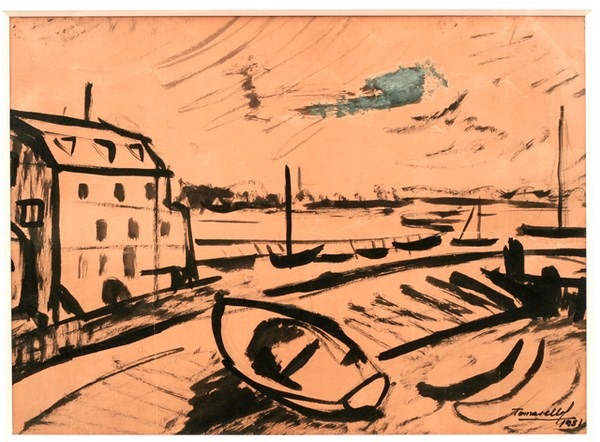 Paisaje, tinta s/ papel, 43 x 31 cm, 1951