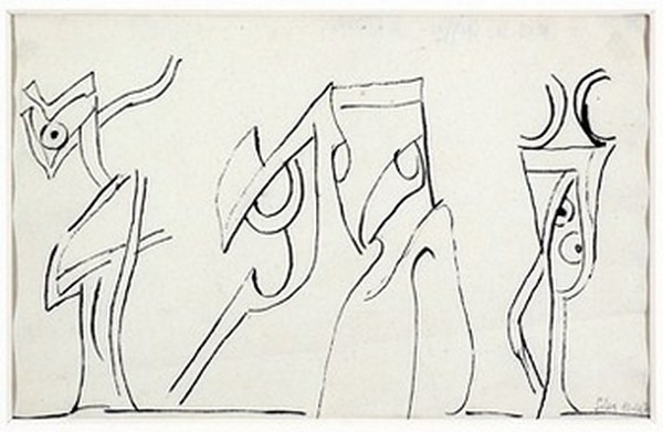 Silva Julio - Des Chiffres - tinta sobre papel - 67cm x 52cm - 1970